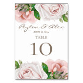 Numéro De Table Mariage floral rose pâle Rose rose pâle Numéro de (Dos)