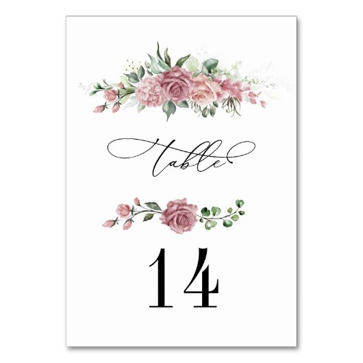 Numéro De Table Mariage floral rose poudré (Par défaut)