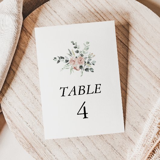 Numéro De Table Mariage Floral Rose Poussiéreuse Classique