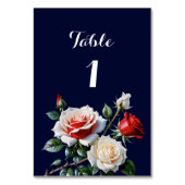 Numéro De Table Mariage floral rose rose foncé (Dos)
