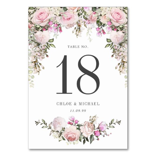 Numéro De Table Mariage floral rose rustique (Par défaut)