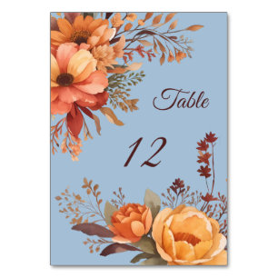Numéro De Table Mariage Floral Rustique Aquarelle d'Automne 