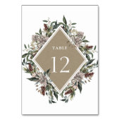 Numéro De Table Mariage Floral Rustique Automne Hiver (Dos)