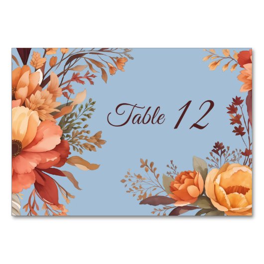 Numéro De Table Mariage floral rustique de l'automne (Devant)