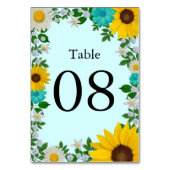 Numéro De Table Mariage floral rustique Tournesol Daisy (Dos)
