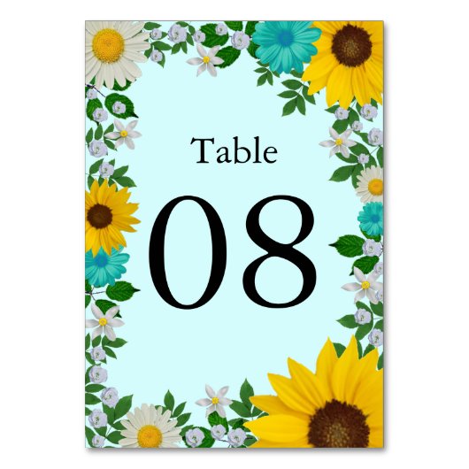Numéro De Table Mariage floral rustique Tournesol Daisy (Par défaut)