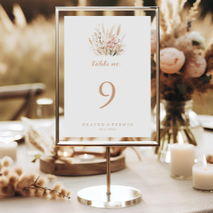 Numéro De Table Mariage floral sauvage du pré-automne