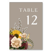 Numéro De Table Mariage Floral Taupe Élégant (Par défaut)