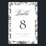 Numéro De Table Mariage Floral Toile Noir et Blanc Antique<br><div class="desc">Numéro de table de mariage personnalisé Toile Florale Noir et Blanc Antique Élégant. Personnalisez avec les noms et la date du mariage.</div>