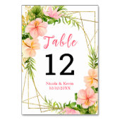 Numéro De Table Mariage Floral Tropical Jungle (Dos)
