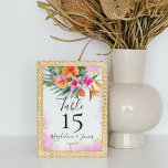 Numéro De Table Mariage floral tropical rose et orange<br><div class="desc">Le design tropical mariage est parfait pour les couples qui planifient un été, une plage ou un mariage tropical. Les cartes sont décorées d'une belle aquarelle vibrante avec des fleurs tropicales dans les tons rose et orange, qui rappellent un magnifique paradis insulaire. La carte est accentuée par des éléments de...</div>