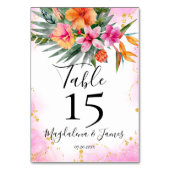 Numéro De Table Mariage floral tropical rose et orange (Par défaut)