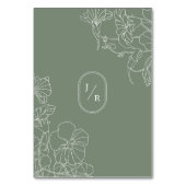Numéro De Table Mariage Floral Vert Sage moderne (Dos)
