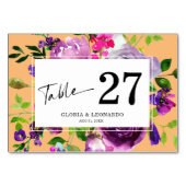 Numéro De Table Mariage floral violet romantique Numéro de tableau (Dos)