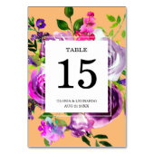 Numéro De Table Mariage floral violet romantique Numéro de tableau (Dos)