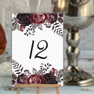 Numéro De Table Mariage Florales Sombres Gothique Vintage Noir