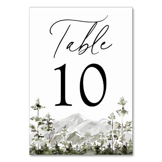 Numéro De Table Mariage forestier À feuillage persistant de la mon (Par défaut)