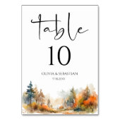 Numéro De Table Mariage forestier d'automne rustique (Dos)