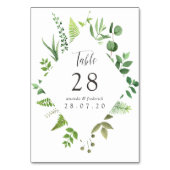 Numéro De Table Mariage forêt boisée aquarelle (Dos)