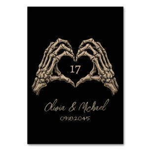 Numéro De Table Mariage Forme de Coeur d'Amour de Mains de Squelet