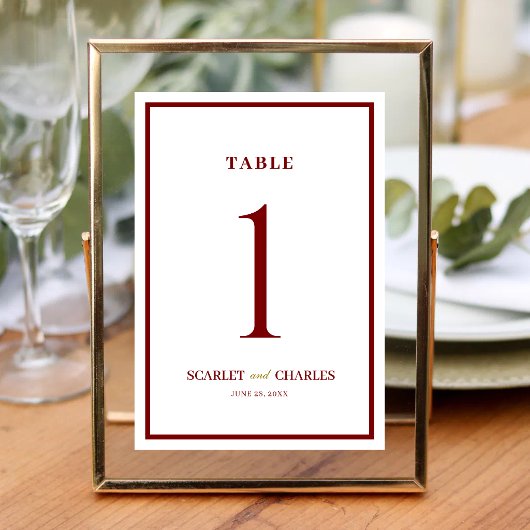 Numéro De Table Mariage Formel Classique avec Monogramme en Bourgo