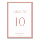 Numéro De Table Mariage Formel Classique Rose Poussiéreuse Bordure (Dos)