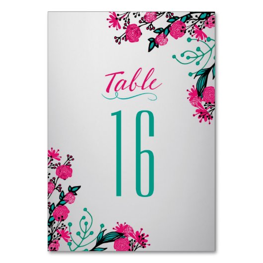 Numéro De Table Mariage Fuchsia et Turquoise (Par défaut)