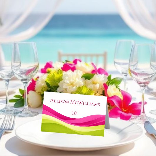 Numéro De Table Mariage Fuchsia et Vert Citron