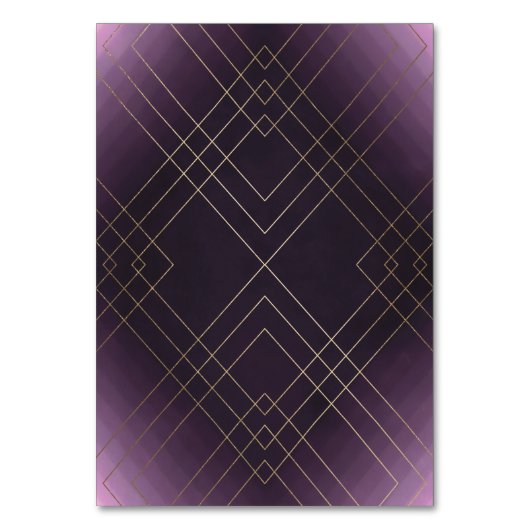 Numéro De Table Mariage Gatsby d'or violet géométrique (Dos)