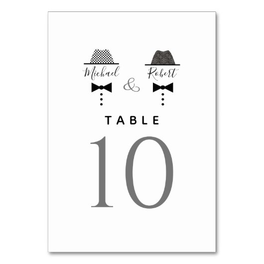 Numéro De Table Mariage Gay Blanc Noir (Par défaut)