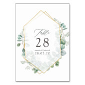 Numéro De Table Mariage géométrique à l'aquarelle Eucalyptus (Dos)