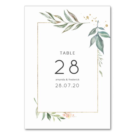 Numéro De Table Mariage géométrique à l'aquarelle Sérénité verdure (Par défaut)