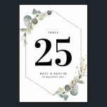 Numéro De Table Mariage géométrique de l'eucalyptus aquarelle<br><div class="desc">aquarelle feuillage eucalyptus et cadre géométrique.</div>