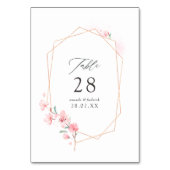 Numéro De Table Mariage géométrique de printemps au cerisier rose (Dos)