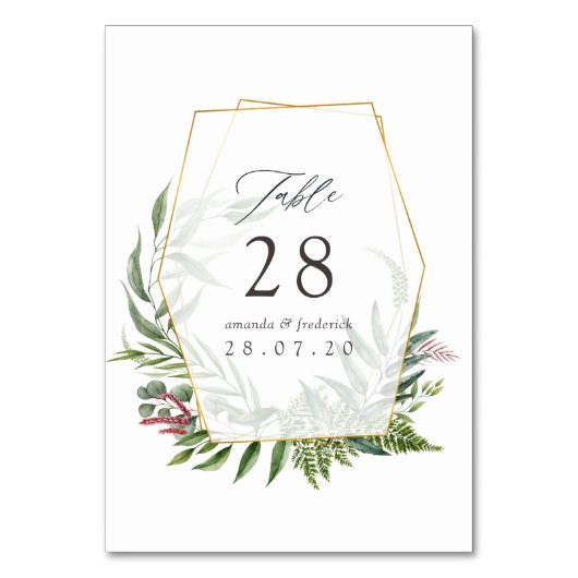 Numéro De Table Mariage géométrique d'herbier aquarelle (Par défaut)