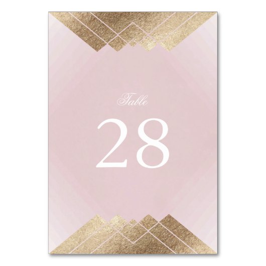 Numéro De Table Mariage Géométrique Dusty Rose Rose Gold Gatsby (Dos)