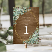 Numéro De Table Mariage géométrique Eucalyptus en bois rustique