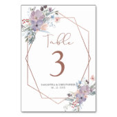 Numéro De Table Mariage géométrique Fleur sauvage d'aquarelle (Dos)