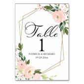 Numéro De Table Mariage Géométrique Floral Rouge Clair (Dos)