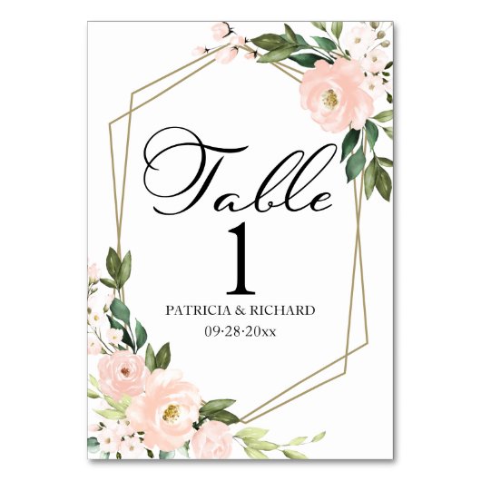 Numéro De Table Mariage Géométrique Floral Rouge Clair (Par défaut)