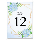 Numéro De Table Mariage géométrique moderne Blue Hydrangea (Dos)