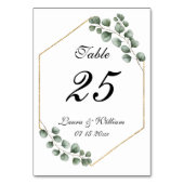 Numéro De Table Mariage Géométrique Pailleté Eucalyptus Verdure (Dos)