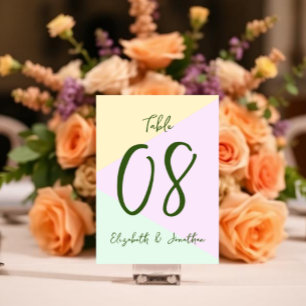 Numéro De Table Mariage Géométrique Pastel Atténué