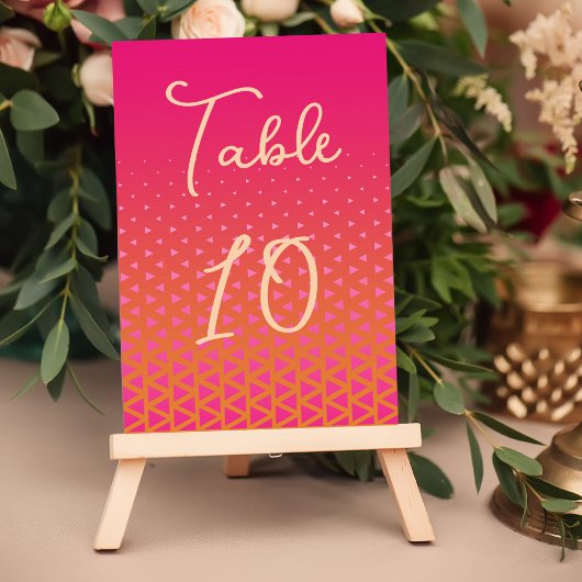 Numéro De Table Mariage géométrique rose et orange moderne