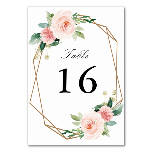 Numéro De Table mariage géométrique rose pâle (Dos)