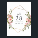 Numéro De Table Mariage géométrique Roses Roses Roses Roses Roses<br><div class="desc">Cartes de numéro de table mariage couleur rose rose et or rose,  avec accents de sauge vert,  ornant un cadre géométrique doré.</div>