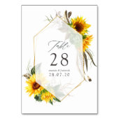 Numéro De Table Mariage géométrique rustique tournesol aquarelle (Dos)
