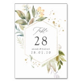 Numéro De Table Mariage géométrique Sérénité Aquarelle Verdure (Dos)