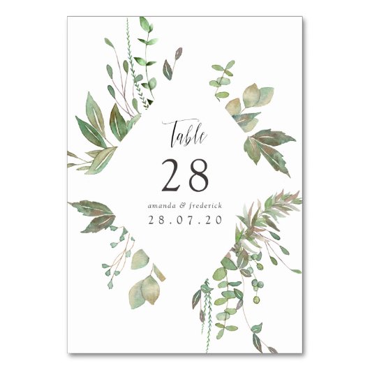 Numéro De Table Mariage géométrique verdoyant (Dos)