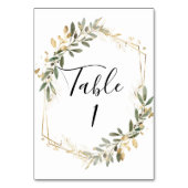 Numéro De Table Mariage géométrique vert et or Numéro de tableau (Dos)